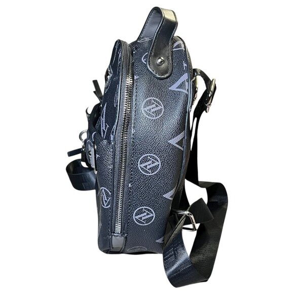 Adrienne Vittadini SMALL Faux Leather Backpack Mini Black - Picture 3 of 12